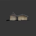 Traditional Wooden Building Featuring Sloped Tile Roofs Connected Sections And Natural Wood Walls