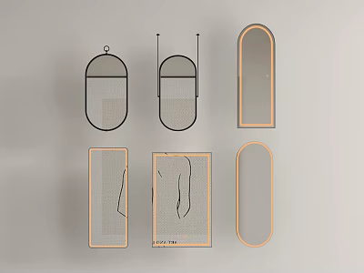 Contemporary Decorative Mirrors Collection With Various Shapes And Minimalist Frame Designs 3d model
