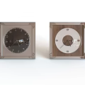 Square Frame Clocks With Metal And Wooden Elements Transparent Glass Covers And Black Light Dials