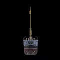 Detailed Wooden Warship Model With Two Masts Chimney Yellow Flag And Black Red Hull
