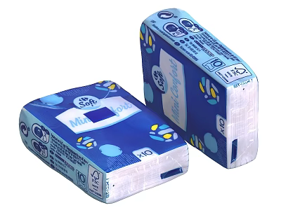 Soft Disposable Tissues With Blue Packaging And Decorative Water Drop Patterns 3d model