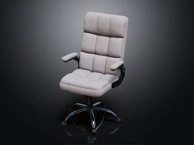 Modern Gray Padded Office Chair with Armrests and Swivel Wheel Base 3d model