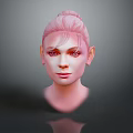 3D Rendered Character Portrait With Elf Ears Pink Hair And Red Eyes