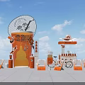Orange-themed Tomato Spicy Hot Pot Photo Check-in Spot With Decorations And Seats