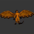 Orange Dragon Game Movie Character With Muscular Body Horns And Wings