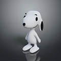 White Cartoon Character Snoopy With Black Ears In Standing Pose