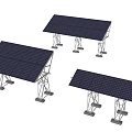 Solar Panels Installation With Metal Mounting Stands And Support Structures 3d model