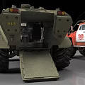 Red Off Road Vehicle With Number 98 Large Tires And Metal Bumper