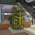 Modern Public Office Area With Open Layout Staircase And Green Plants