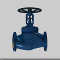 Blue Industrial Valve With Handwheel And Flanged Connections For Pipeline Systems