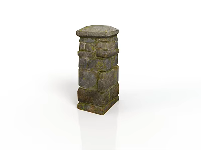 Rough Natural Stone Architectural Column with Octagonal Top and Layered Design 3d model