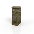 Rough Natural Stone Architectural Column with Octagonal Top and Layered Design
