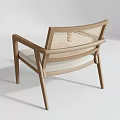 Modern Leisure Chair With Wooden Frame Woven Backrest And White Cushion