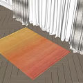 Square Carpet With Gradient Yellow To Orange On Light Tile Floor Sunlight And Curtains 3d model