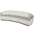 Curved Cream Fabric Sofa With Tufted Diamond Pattern In Modern Marble Interior 3d model