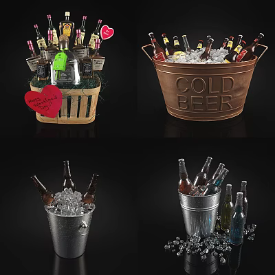 Modern Wine Beer Drinks 3d model Modern Wine Beer Drinks 3d model