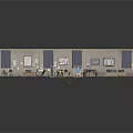 Busy Office Workspace With People Working Posters On Walls And Computer Desks