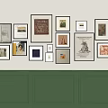 Photo Wall With Various Framed Artworks Posters On White And Green Decorative Panels