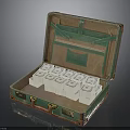 Open Green Leather Suitcase Filled With Stacked US Dollar Bills