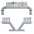Commercial Beer Tap Equipment With Multiple Colored Faucets And Metal Pipe Frame