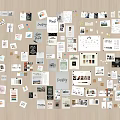 Creative Inspiration Board Wall With Various Cards Photos Notes And Design Elements
