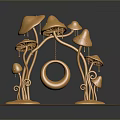 Golden Mushroom Shaped Decorative Furniture With Hanging Ring And Base