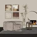 Quiet single-person sofa single-person sofa side combination 3d model