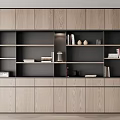 Modern Wooden Bookcase With Open Shelves And Decorative Items And Stacked Books