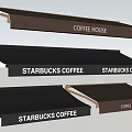 Branded Outdoor Coffee Shop Awnings in Brown and Black for Starbucks Coffee and Coffee House