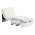 Sleek Modern Lounge Chair With Beige Fabric Metal Frame Ottoman And Color Options