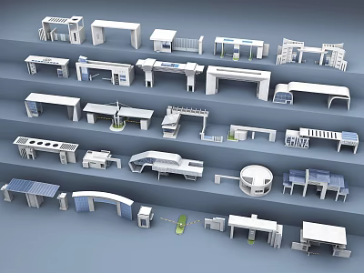Various Modern Entrance Gate Designs With Different Styles And Architectural Structures 3d model
