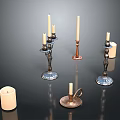 Various Decorative Candle Holders With Taper And Pillar Candles For Home Living Decor