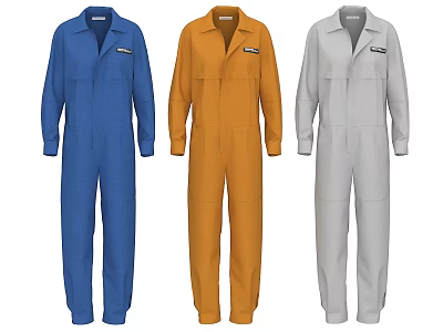 Blue Orange Gray Long Sleeve Professional Work Coveralls Uniform Set 3d model Blue Orange Gray Long Sleeve Professional Work Coveralls Uniform Set 3d model