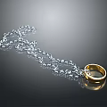 Jewelry Piece Featuring Silver Chain And Gold Ring On Dark Background With Reflection 3d model