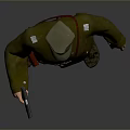 Man in Green Military Uniform with Military Cap Brown Belt and Red Satchel Holding Object