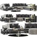 Modern Gray Sofa And Stylish Coffee Table Set With Decorative Pillows And Throw Blanket 3d model