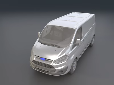 Silver Modern Cargo Van With Flat Roof And Front Grille Design 3d model