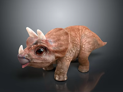 Cute Triceratops Toy With Big Eyes Playful Pose And Detailed Skin Texture Features 3d model