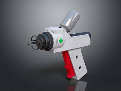 Professional White Equipment With Red Handle Green Cross And Gray Component 3d model