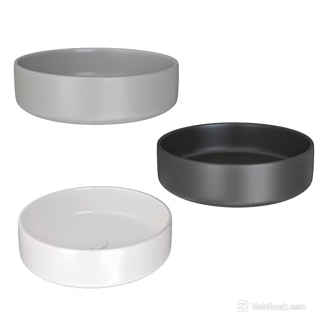 Round Countertop Washbasins in White Grey and Black Modern Design Options 3d model 