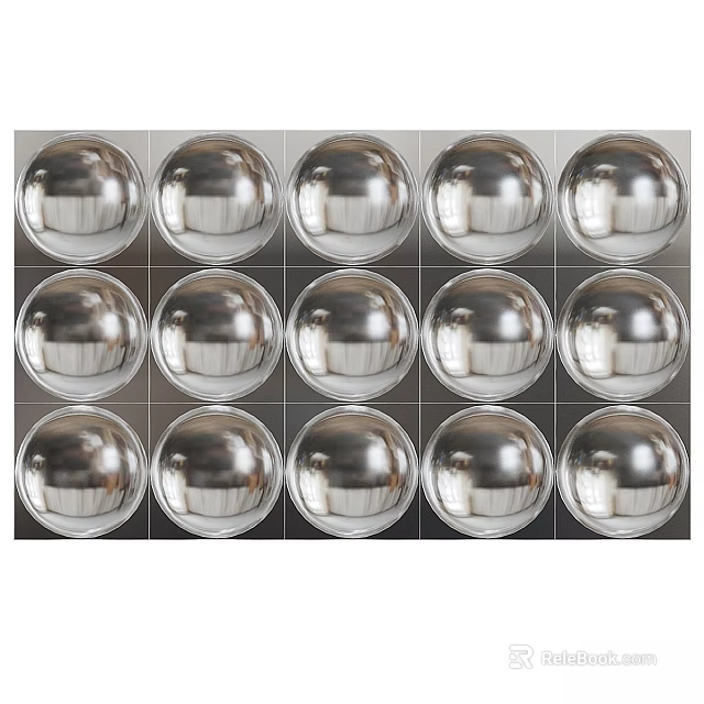 Stylish Modern Silver Metallic Spherical Wall Decor With Uniform Grid Arrangement Design 3d model 