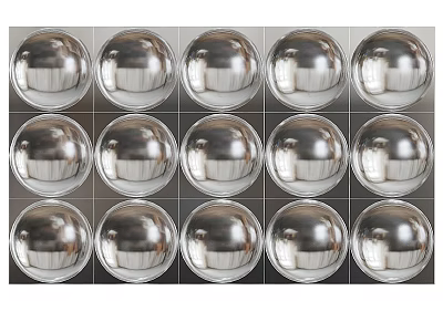 Stylish Modern Silver Metallic Spherical Wall Decor With Uniform Grid Arrangement Design 3d model