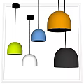 Modern Colored Dome Pendant Lights In Green White Blue Orange Black