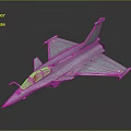 Gray Fighter Jet 3D Model Featuring Red White Wing Emblems in Side View 3d model