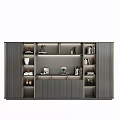 Modern Wooden Bookcase With Open Shelves Closed Cabinets Books And Decorative Items