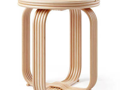 Modern Minimalist Wooden Stool With Curved Legs And Round Seat For Home Decor 3d model