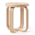 Modern Minimalist Wooden Stool With Curved Legs And Round Seat For Home Decor