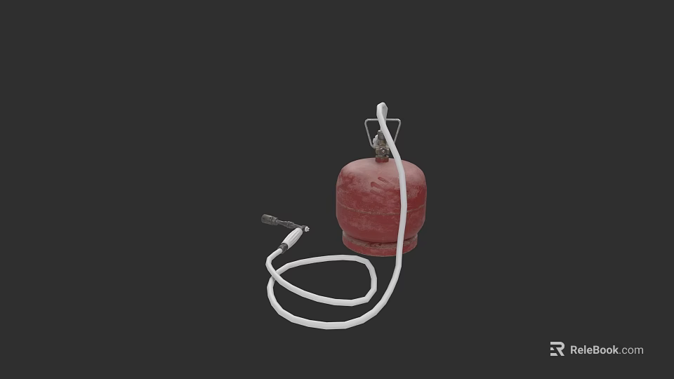 Red Industrial Gas Cylinder With White Hose And Valve Connection 3d model 