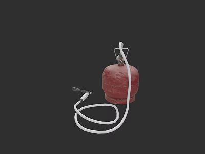 Red Industrial Gas Cylinder With White Hose And Valve Connection 3d model