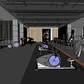 Modern Fitness Gym Interior With Spacious Workout Area Rower Machines And Yellow Seats